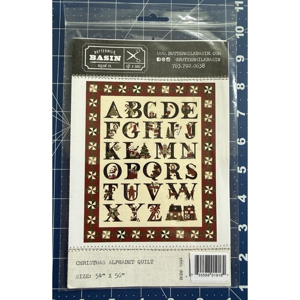 Buttermilk Basin Christmas Alphabet Quilt‎ Pattern 54"x56"